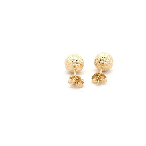 18K Gold Earrings Stud Balls Textured - Picture 4 of 9